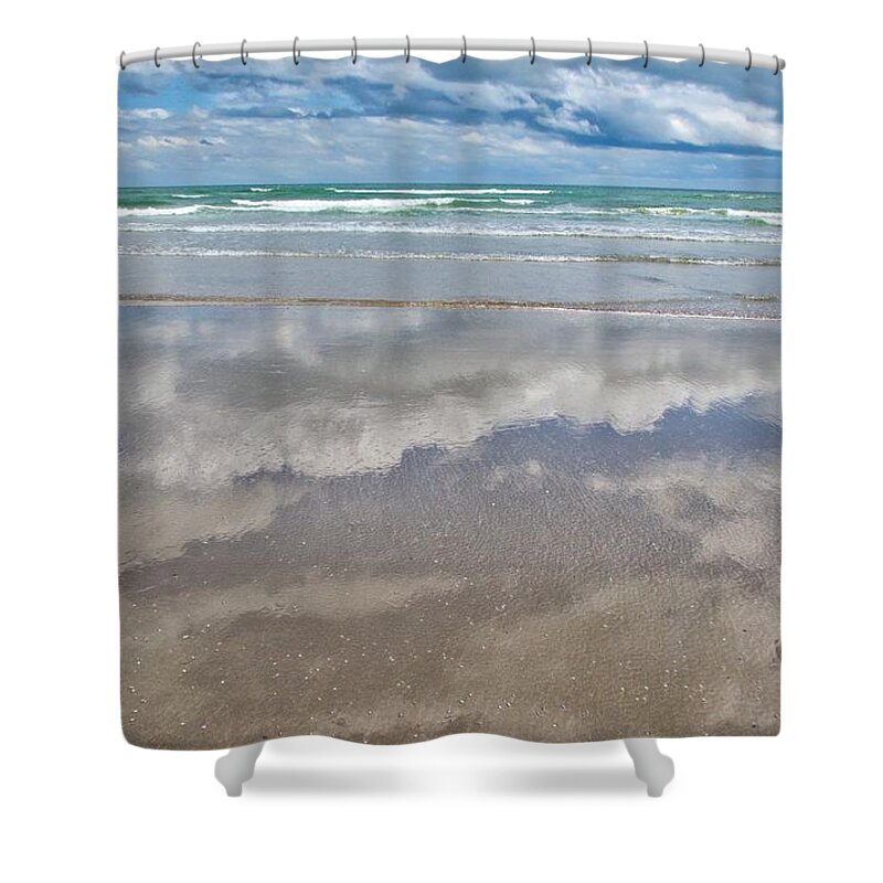 Beach Shower Curtain featuring the photograph Reflecting on the Beach by Ken Williams