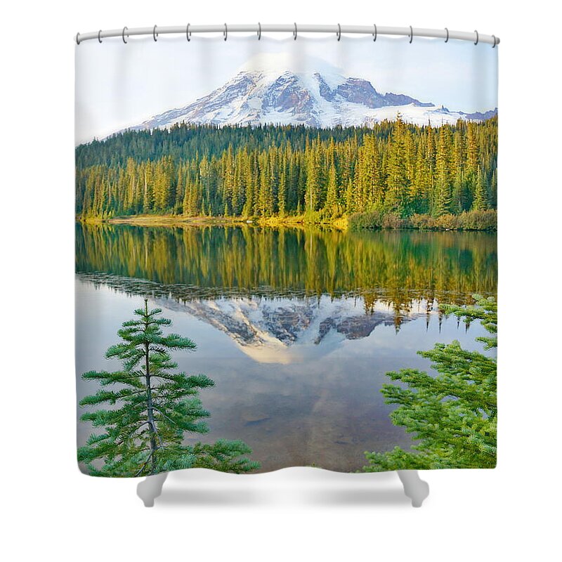 Reflection Shower Curtain featuring the photograph Reflection Lakes by Bill TALICH