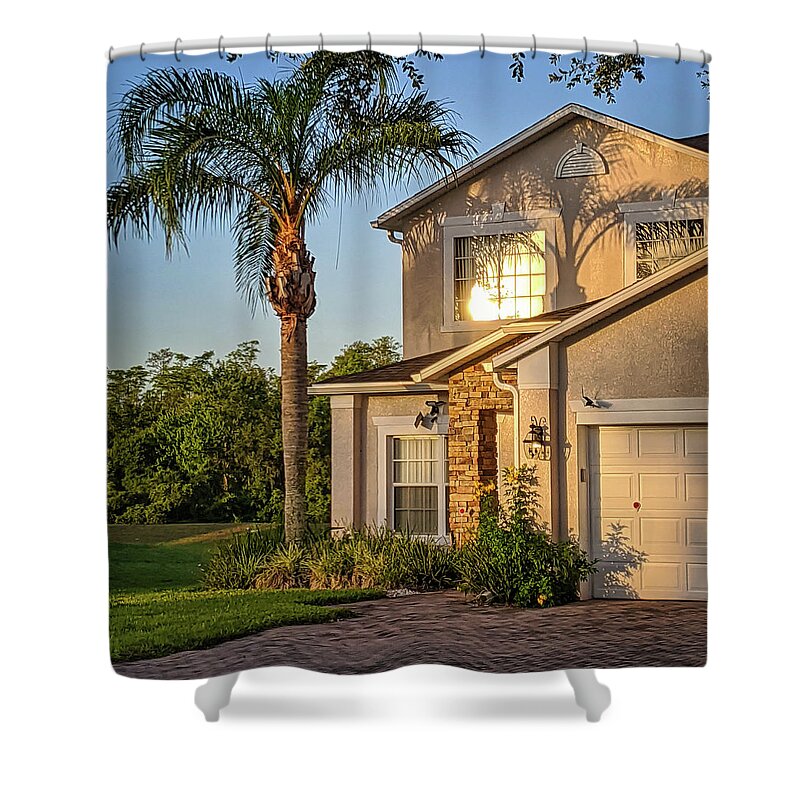 Building Shower Curtain featuring the photograph Reflection on Florida Living by Portia Olaughlin
