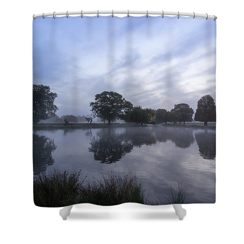 Reflections Shower Curtain featuring the photograph Reflections in Bushy by Andrew Lalchan