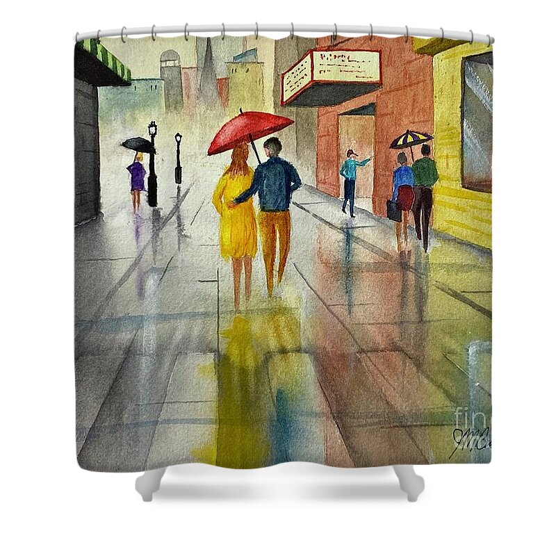 City Shower Curtain featuring the painting Reflections by Joseph Burger