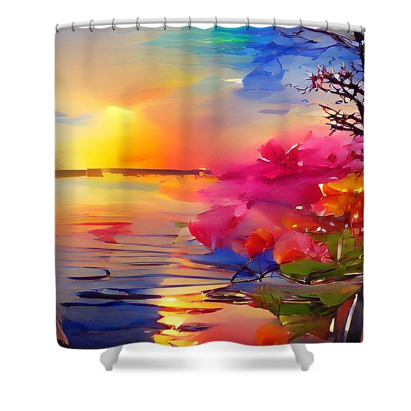  Shower Curtain featuring the digital art ReflectRed by Rod Turner