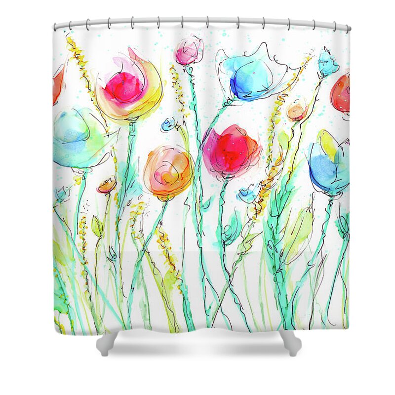 Flower Shower Curtain featuring the painting Rejoicing by Kimberly Deene Langlois