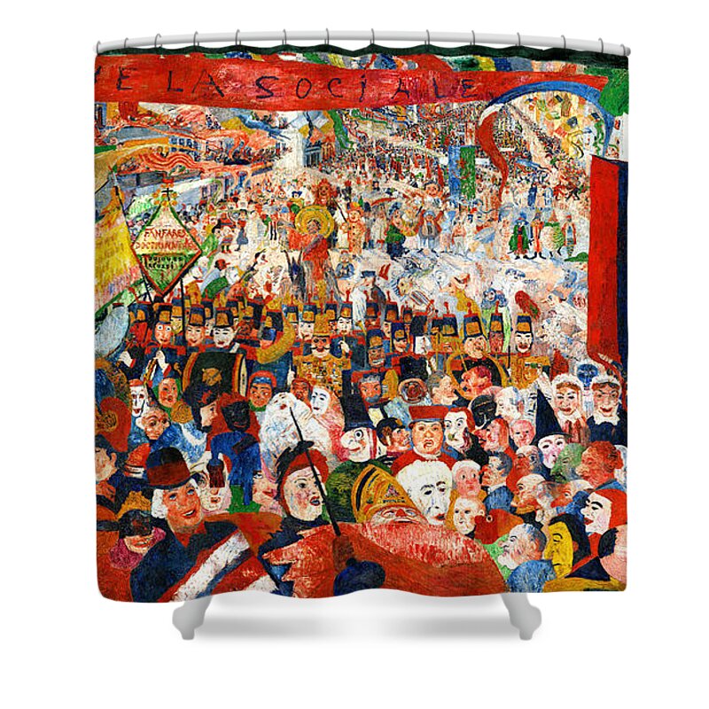 Wingsdomain Shower Curtain featuring the painting Remastered Art Christ's Entry Into Brussels In 1889 by James Ensor 20220205 by James Ensor