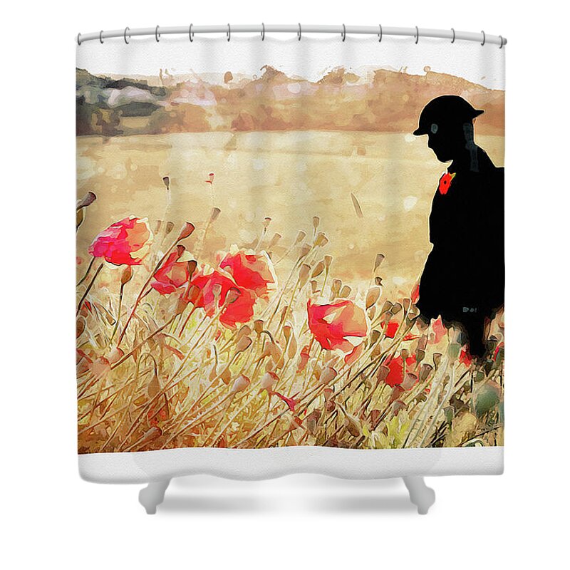 Soldier Poppies Shower Curtain featuring the digital art Remember Them by Airpower Art