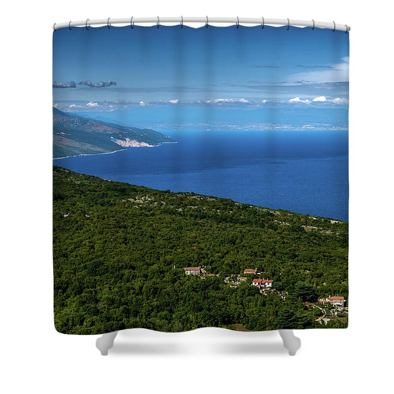 Croatia Shower Curtain featuring the photograph Remote Village Near The City Of Rabac At The Cost Of The Mediterranean Sea In Istria In Croatia by Andreas Berthold