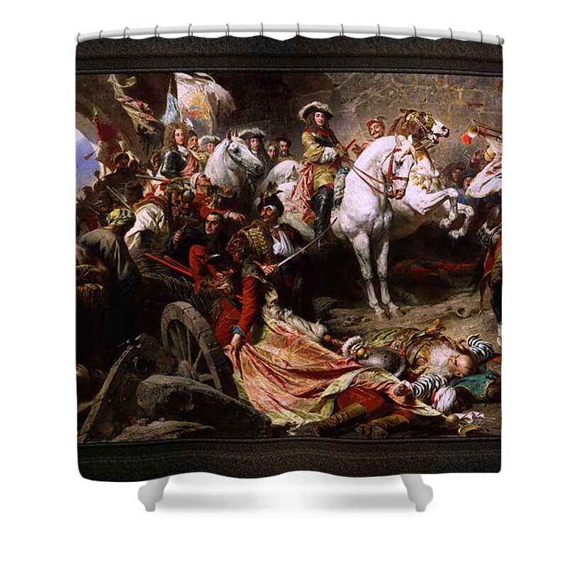 Reoccupation Of Buda Castle Shower Curtain featuring the painting Reoccupation Of Buda Castle In 1686 by Gyula Benczur Old Masters Fine Art Reproduction by Rolando Burbon