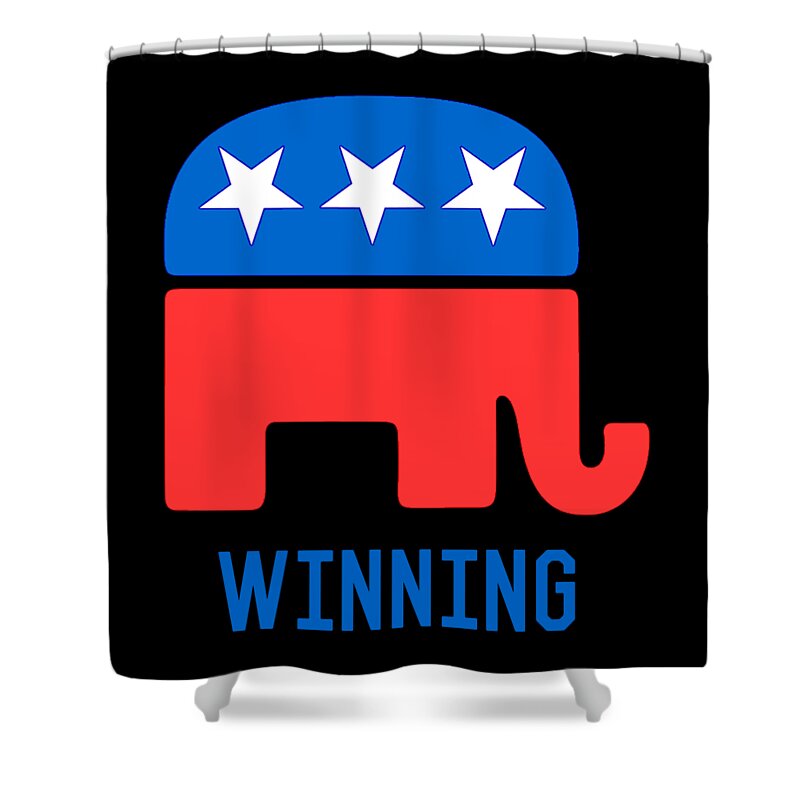 Cool Shower Curtain featuring the digital art Republican GOP Elephant Winning by Flippin Sweet Gear