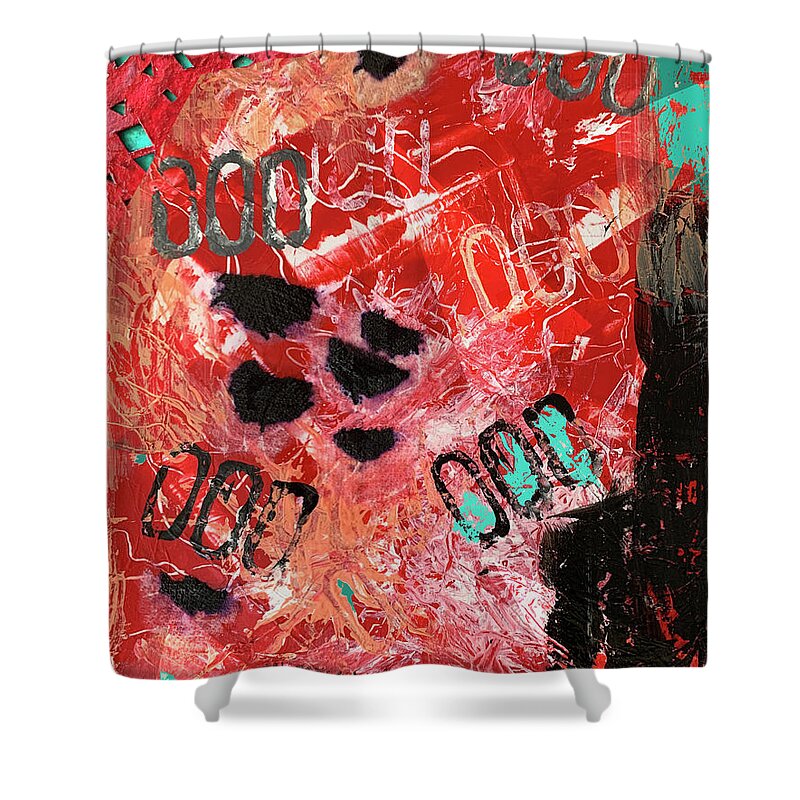 Abstract Shower Curtain featuring the mixed media Reset Abstract by Lorena Cassady