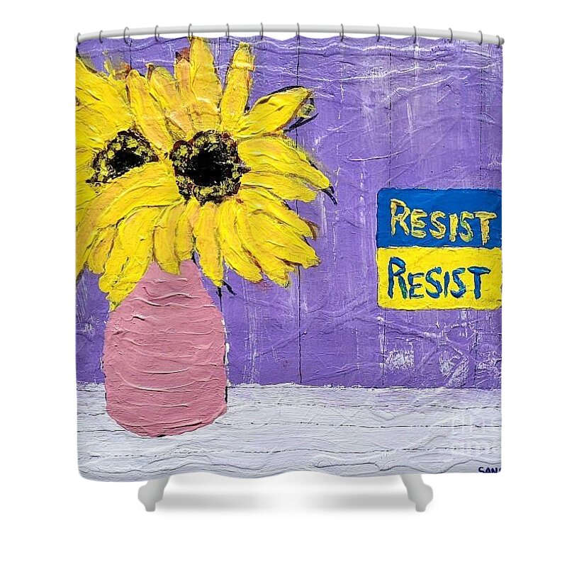  Shower Curtain featuring the painting Resist by Mark SanSouci