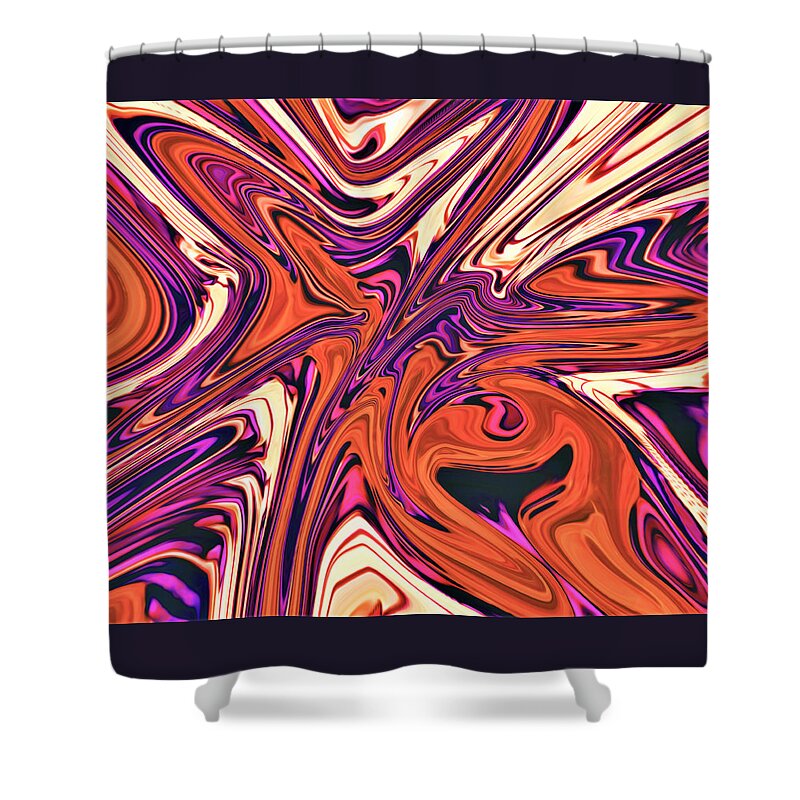 Abstract Shower Curtain featuring the digital art Retro 70's - Psychedelic by Ronald Mills