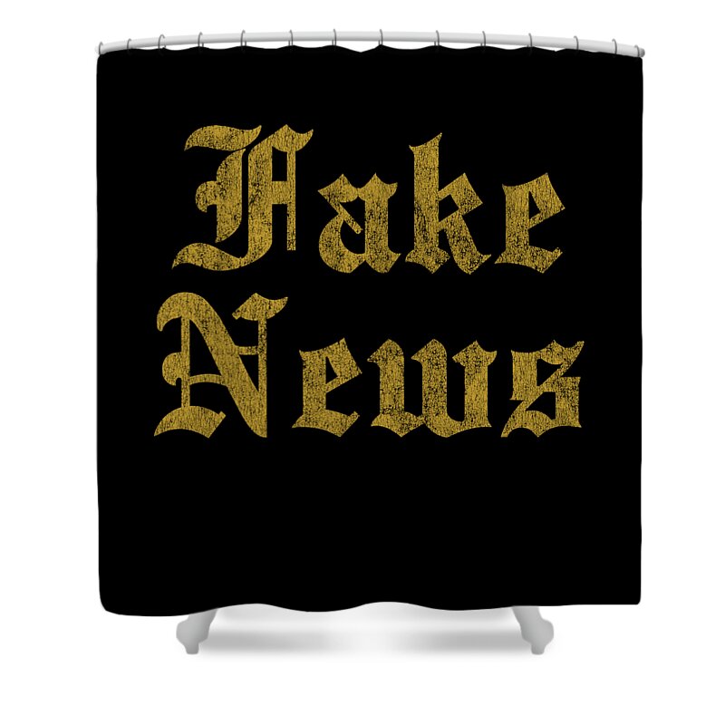 Cool Shower Curtain featuring the digital art Retro Fake News by Flippin Sweet Gear