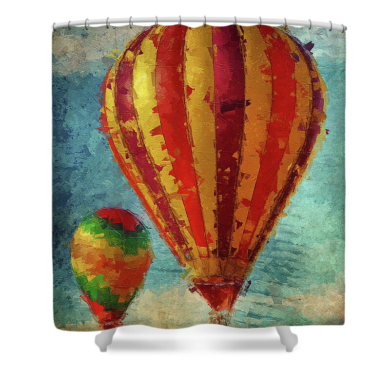 Retro Hot Air Balloons Shower Curtain featuring the painting Retro Hot Air Balloons by Dan Sproul