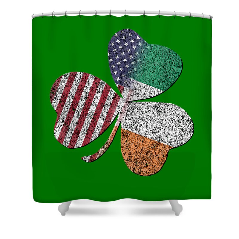 Cool Shower Curtain featuring the digital art Retro Irish American St Patricks Day Shamrock by Flippin Sweet Gear