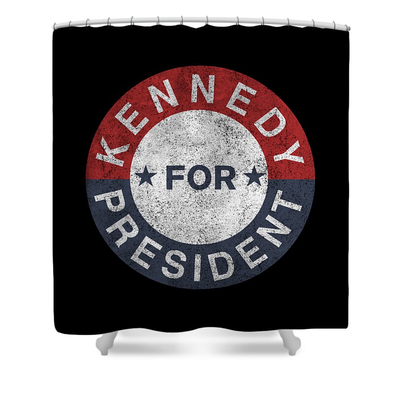 Funny Shower Curtain featuring the digital art Retro JFK Kennedy For President 1960 by Flippin Sweet Gear