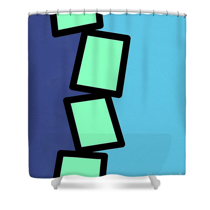 Retro Shower Curtain featuring the mixed media Retro Mint Green Rectangles 2 by Donna Mibus