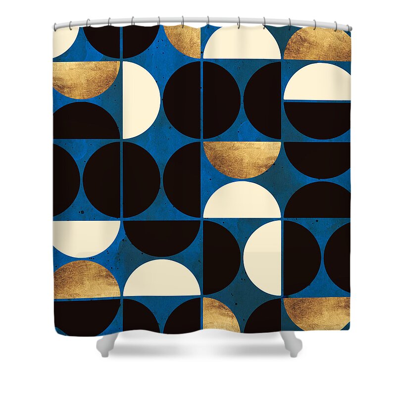 Retro Shower Curtain featuring the digital art Retro Moon by Spacefrog Designs