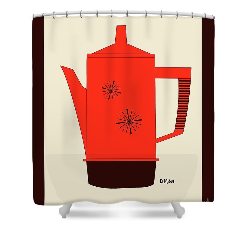 Retro Percolator Shower Curtain featuring the digital art Retro Regal Coffee Percolator by Donna Mibus