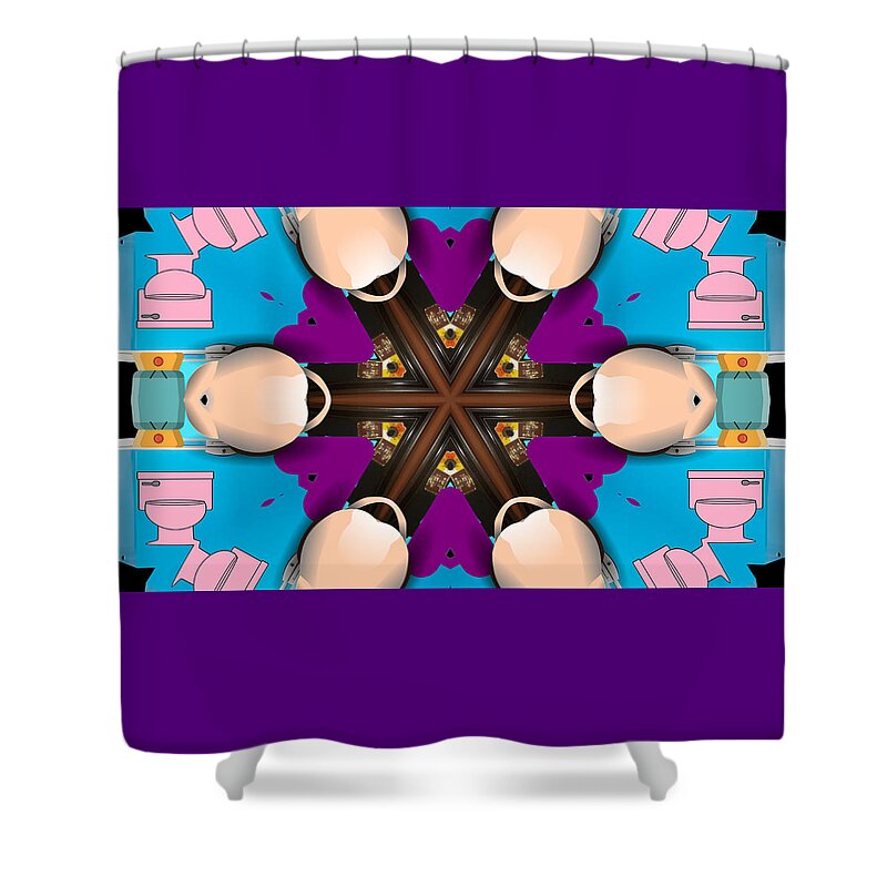 Abstract Art Shower Curtain featuring the digital art Retro Series - A Mouse in the House by Ronald Mills