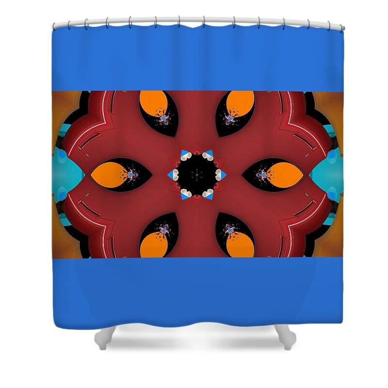 Abstract Art Shower Curtain featuring the digital art Retro Series - Pot Holder by Ronald Mills