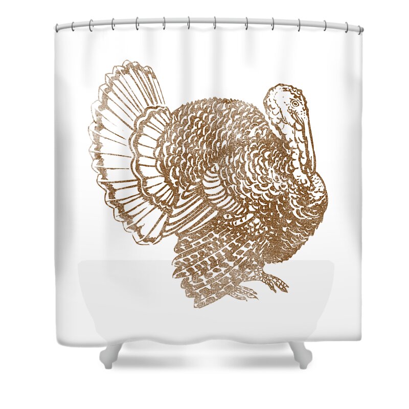 Thanksgiving 2023 Shower Curtain featuring the digital art Retro Turkey by Flippin Sweet Gear
