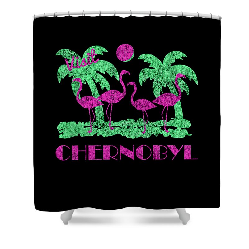 Cool Shower Curtain featuring the digital art Retro Visit Chernobyl by Flippin Sweet Gear