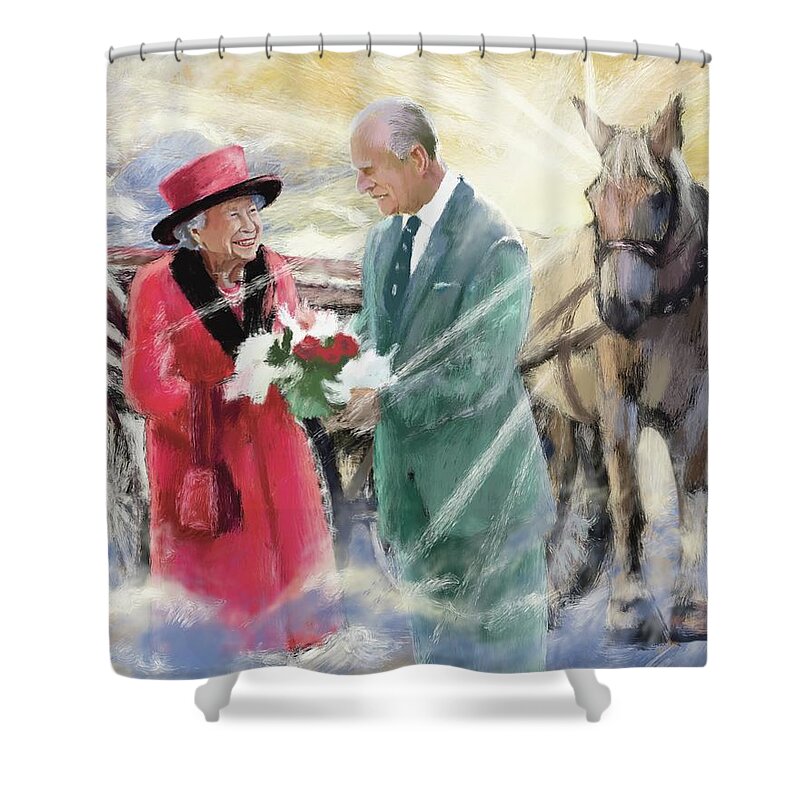 Queen Shower Curtain featuring the painting Reunited In The Kingdom by Larry Whitler