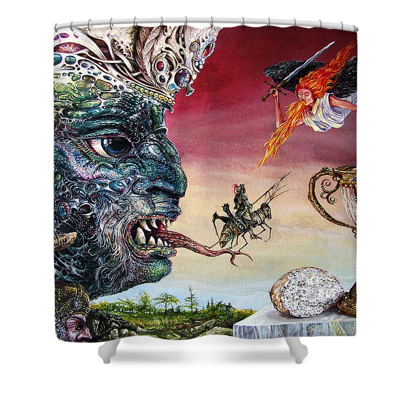 Surrealism Shower Curtain featuring the painting Revelation 20 by Otto Rapp