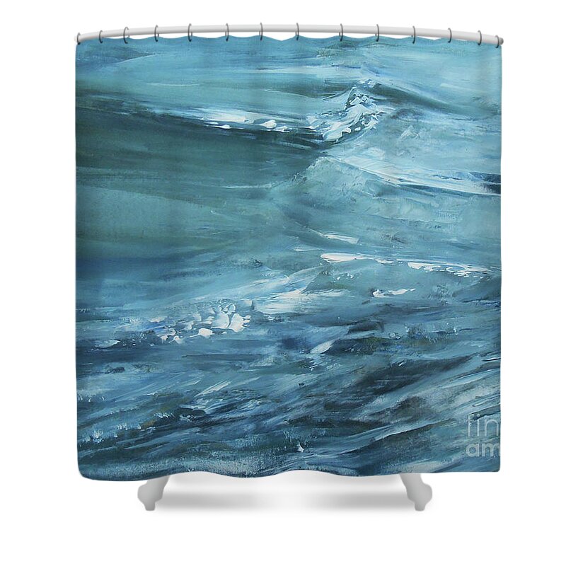 Abstract Shower Curtain featuring the painting Rhythm Of The Waves by Jane See