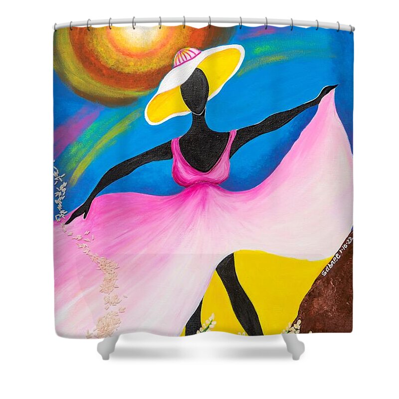 Sabree Shower Curtain featuring the painting Rice to the Occasion by Patricia Sabreee