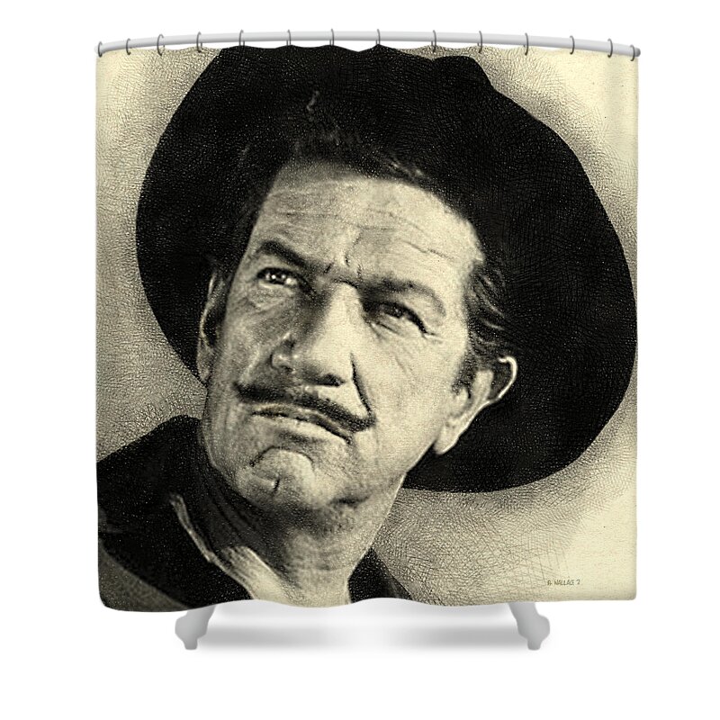 2d Shower Curtain featuring the digital art Richard Boone As Paladin - Drawing FX by Brian Wallace