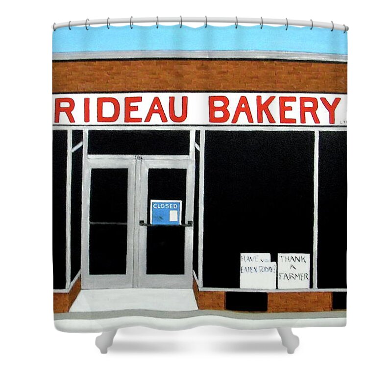 Building Shower Curtain featuring the painting Rideau Bakery by Stephanie Moore
