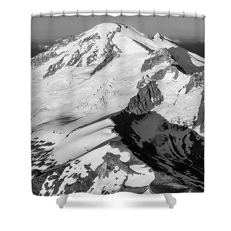 Mount Baker Shower Curtain featuring the photograph Ridge to Summit Black and White by Michael Rauwolf