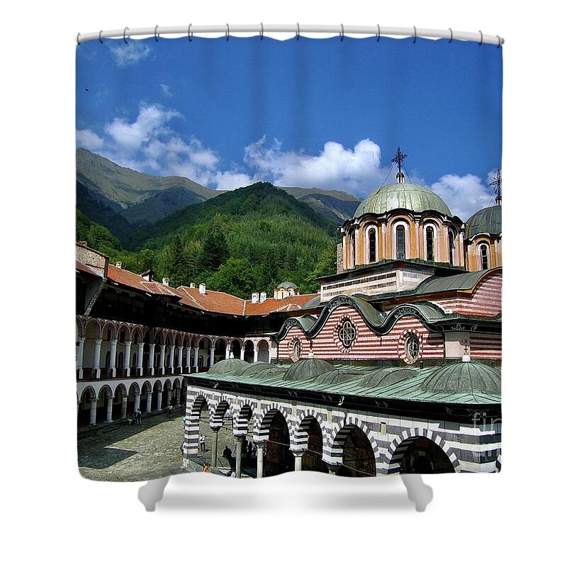  Shower Curtain featuring the photograph Rila Monastery by Annamaria Frost