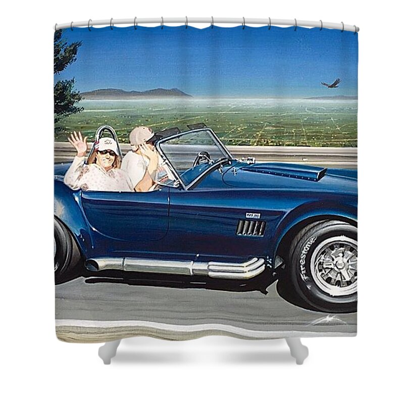 Shelby Cobra Kenny Youngblood Shower Curtain featuring the painting Rim Of The World by Kenny Youngblood