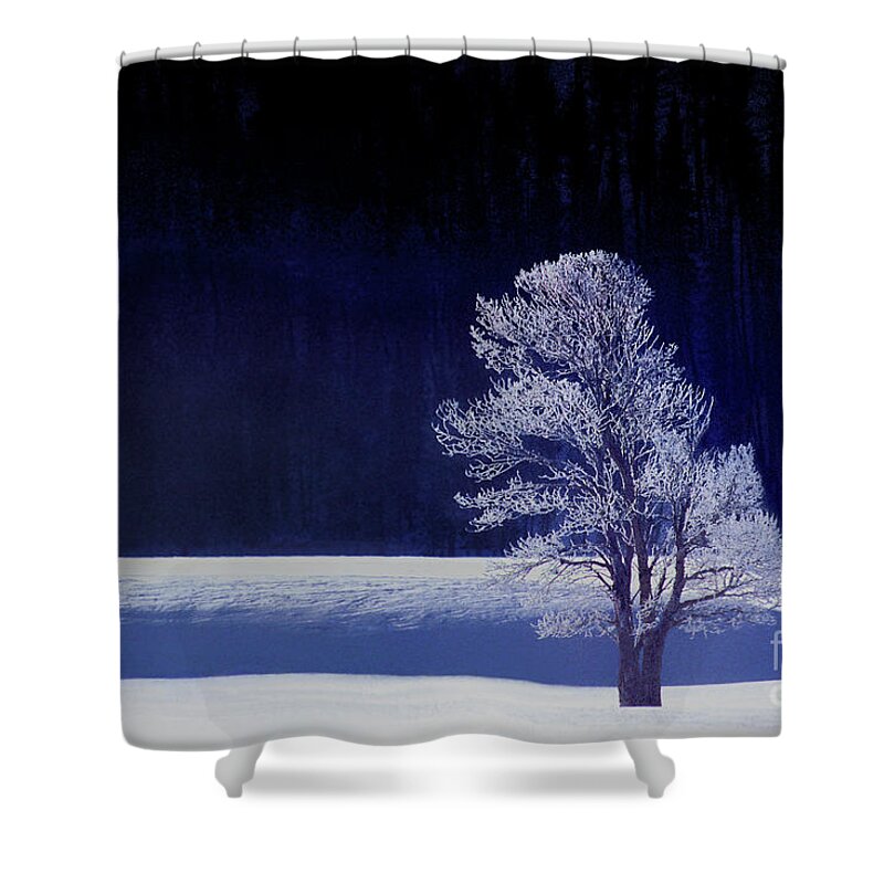 Dave Welling Shower Curtain featuring the photograph Rime Ice Covered Tree Yellowstone National Park Wyoming by Dave Welling