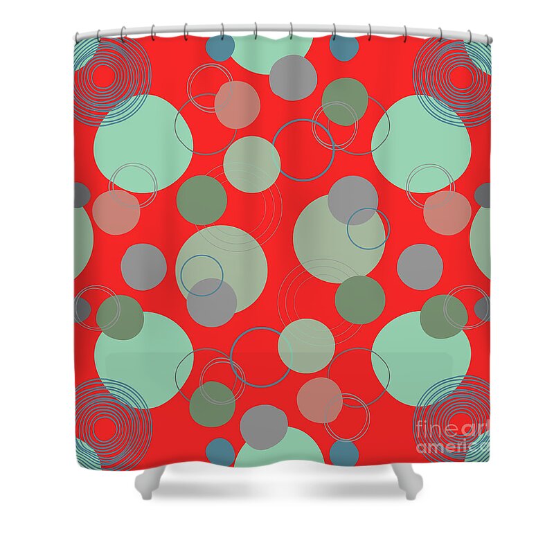 Rings Shower Curtain featuring the digital art Rings and Circles Pattern Design by Christie Olstad