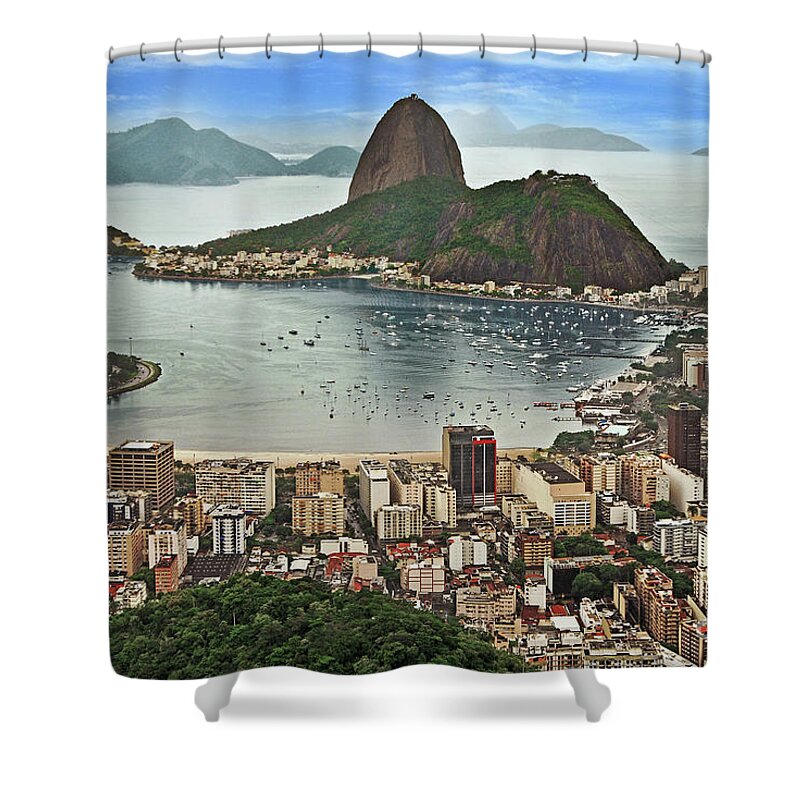 Bay Shower Curtain featuring the photograph Rio de Janeiro Classic View - Sugar Loaf by Carlos Alkmin