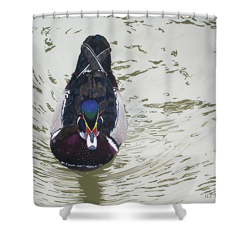 Woodduck Shower Curtain featuring the painting Ripples by Heather E Harman