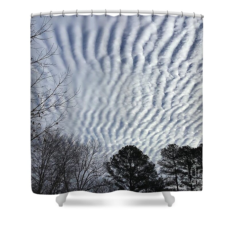 Clouds Shower Curtain featuring the photograph Rippling Clouds One by Catherine Wilson