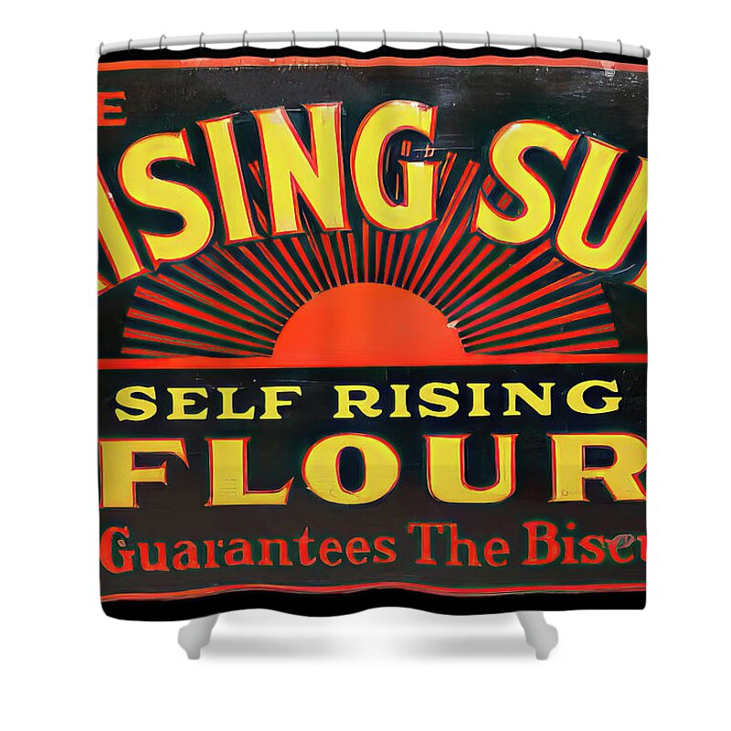 Rising Sun Shower Curtain featuring the photograph Rising Sun Four vintage sign by Flees Photos