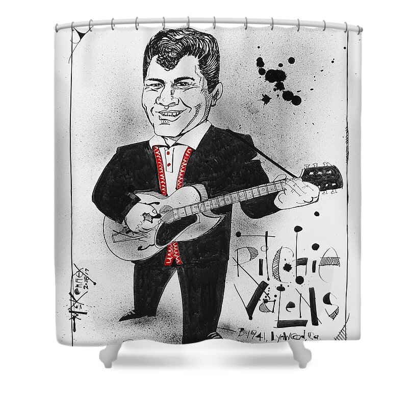  Shower Curtain featuring the drawing Ritchie Valens by Phil Mckenney