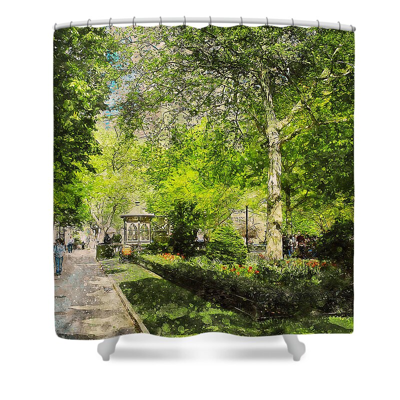 Philadelphia Shower Curtain featuring the painting Rittenhouse Square, Philadelphia - 02 by AM FineArtPrints