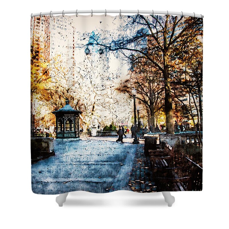 Philadelphia Shower Curtain featuring the painting Rittenhouse Square, Philadelphia - 04 by AM FineArtPrints