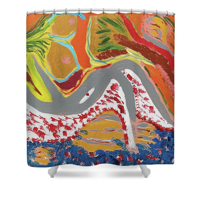 River Shower Curtain featuring the painting River Dancer by David Feder