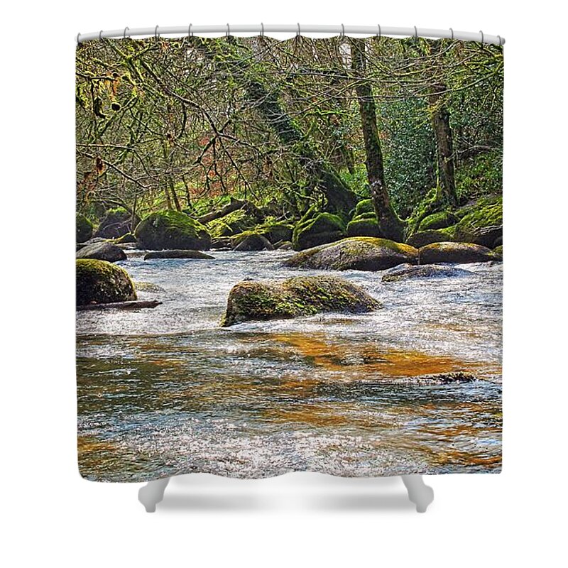 River Dart Shower Curtain featuring the photograph River Dart in winter by Tony Mills