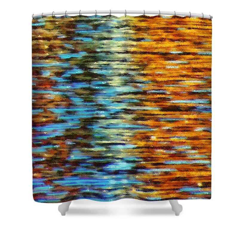 River Shower Curtain featuring the mixed media River in Autumn by Christopher Reed