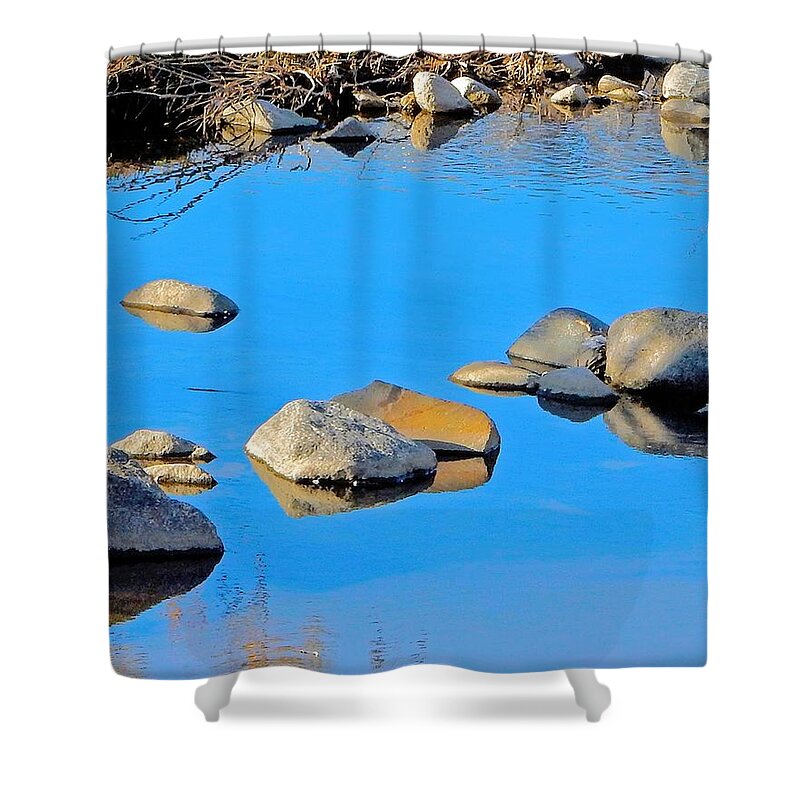 River Shower Curtain featuring the photograph River Rocks by Andrew Lawrence