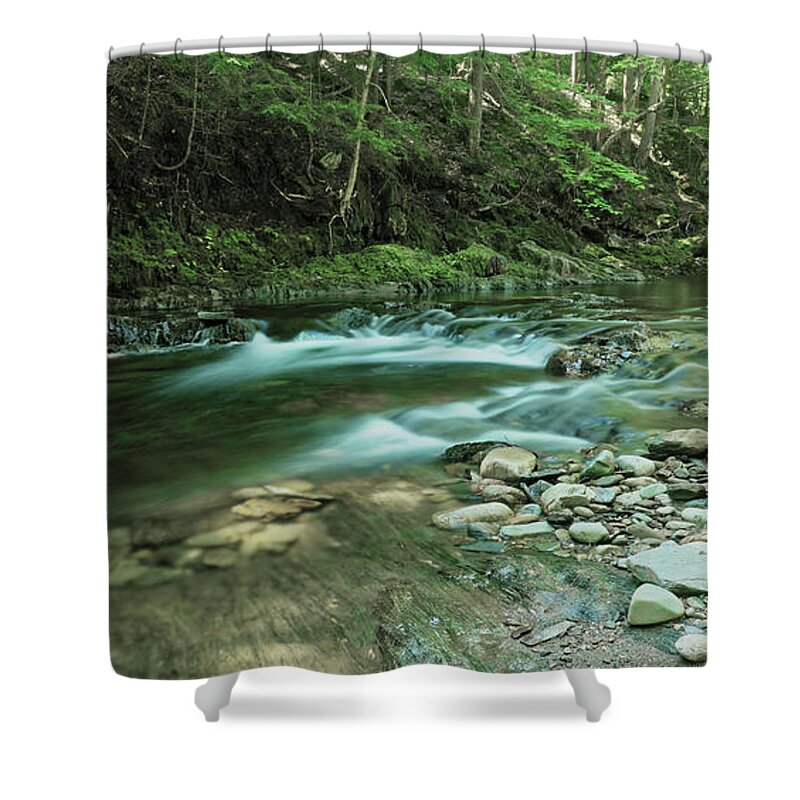 River Shower Curtain featuring the photograph River Rocks by Doolittle Photography and Art