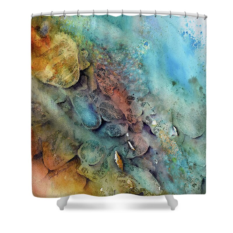 Rocks Shower Curtain featuring the painting Riverbed No. 2 by Wendy Keeney-Kennicutt